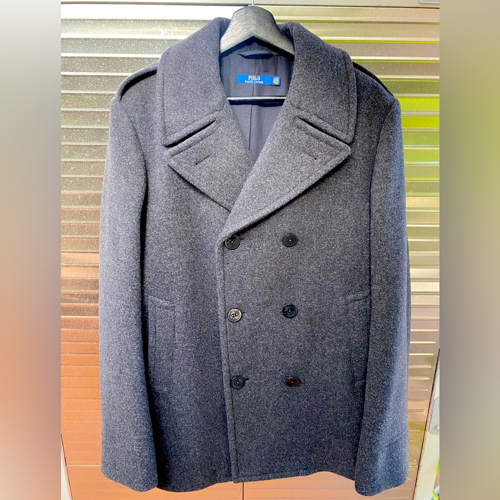 Ralph Lauren wool pea coat large charcoal